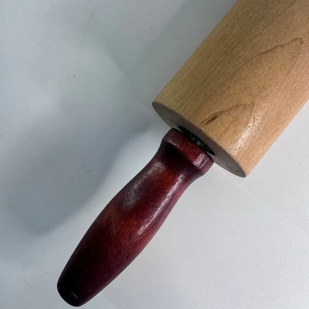 Vintage Wooden Rolling Pin Farmhouse Baking Kitchen Decor Primitive Two Tone
